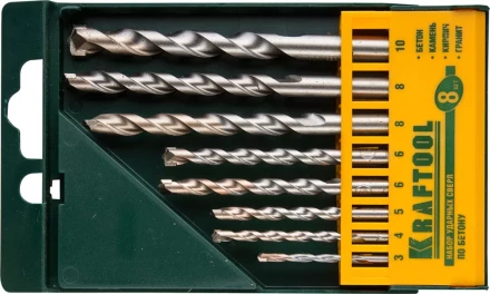 Набор KRAFTOOL Сверла &quot;INDUSTRIE QUALITAT&quot; по бетону ударные, самоцентр. наконечник, цилиндр. хвостовик, в боксе, 8шт 29165-H8 купить в Нягани