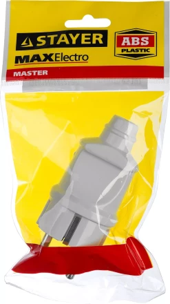 Вилка MAXElectro электрическая, 16А/220В, с заземлением, белая, STAYER 55160-W купить в Нягани