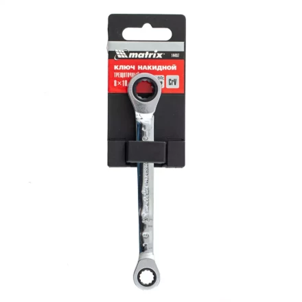 Ключ накидной трещоточный, 8 х 10 мм, CrV, зеркальный хром Matrix 14497 купить в Нягани