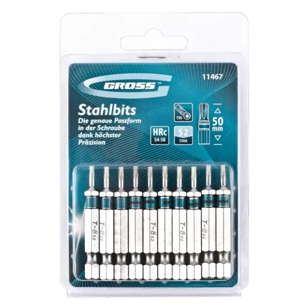Набор бит TORX 8х50 сталь S2 10 шт GROSS 11467 купить в Нягани