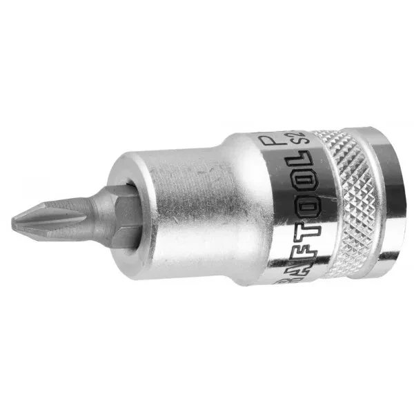 Торцовая бита-головка KRAFTOOL "INDUSTRIE QUALITAT", материал S2, PHILLIPS, сатинированная, 1/2", PH2 27901-2_z01 купить в Нягани