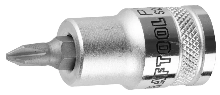 Торцовая бита-головка KRAFTOOL "INDUSTRIE QUALITAT", материал S2, PHILLIPS, сатинированная, 1/2", PH2 27901-2_z01 купить в Нягани