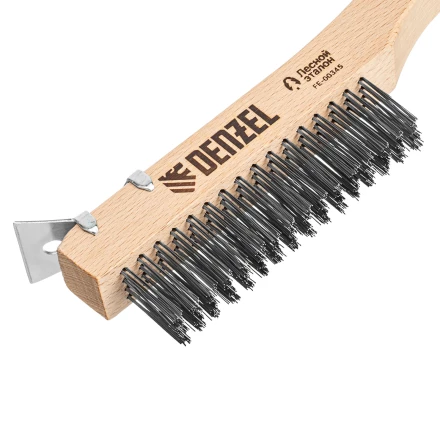Щетка зачистная 4-х рядная, проволока из нержавеющей стали с деревянной ручкой скребок, EFP// Denzel 74847 купить в Нягани