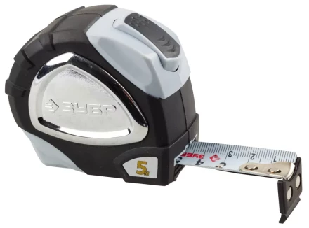 Рулетка ЗУБР &quot;ЭКСПЕРТ&quot; &quot;ПРЕМИУМ&quot;, двухкомпонентный корпус, автостоп, полотно с нейлоновым напылением, 5 м / 25 мм 34050-05-25_z01 купить в Нягани