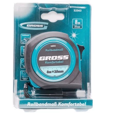 Рулетка Komfortabel 8 м х 25 мм обрезиненный корпус Gross 32563 купить в Нягани