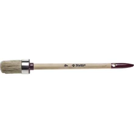 Кисть круглая ЗУБР &quot;УНИВЕРСАЛ - МАСТЕР&quot;, светлая щетина, деревянная ручка, №4, 25мм 01501-25 купить в Нягани