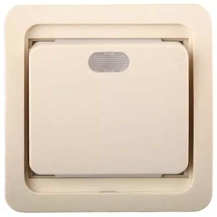 Выключатель СВЕТОЗАР &quot;ГАММА&quot; одноклавишный, с подсветкой, цвет бежевый, 10А/~250В SV-54131-B купить в Нягани