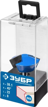 ЗУБР 38.1 x 22 мм, фреза кромочная конусная, Профессионал (28725-38.1-45) купить в Нягани