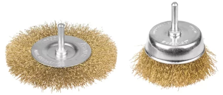 STAYER &quot;PROFESSIONAL&quot;. Набор щеток-крацовок для дрели, витая стальная латунированная проволока 0,3мм, дисковая 100мм, чашечная 75мм, 2шт 35150-H2_z01 купить в Нягани