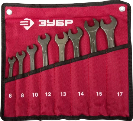 Набор ЗУБР Ключи комбинированные, серия &quot;Т-80&quot;, хромованадиевая сталь, зелёный цинк, 6-17мм, 8шт 27025-H8 купить в Нягани