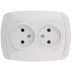 Розетка СВЕТОЗАР &quot;CITY LIGHT&quot; двойная в сборе, без заземления, цвет белый, 16А/~250В SV-54202-W купить в Нягани
