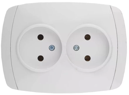 Розетка СВЕТОЗАР &quot;CITY LIGHT&quot; двойная в сборе, без заземления, цвет белый, 16А/~250В SV-54202-W купить в Нягани
