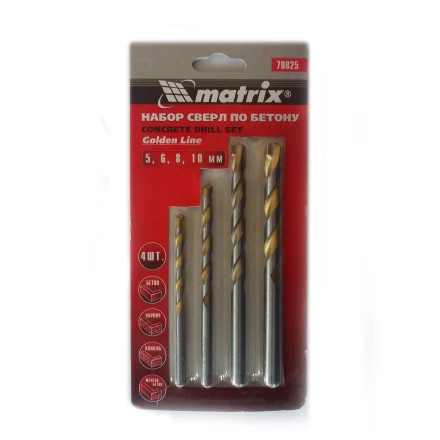 Набор сверл по бетону Golden Line 5-6-8-10мм MATRIX 70825 купить в Нягани