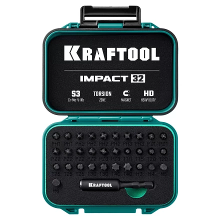 Набор ударных торсионных бит KRAFTOOL Impact, Cr-Mo-V-Nb сталь 26066-H32 купить в Нягани