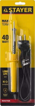 Паяльник STAYER &quot;MASTER&quot; с пластмассовой рукояткой и долговечным жалом, 40 Вт, конус 55305-40 купить в Нягани