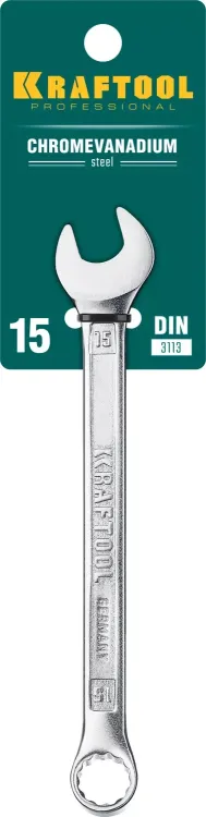 Ключи комбинированные KRAFTOOL, Cr-V, DIN 3113 27079-15 купить в Нягани