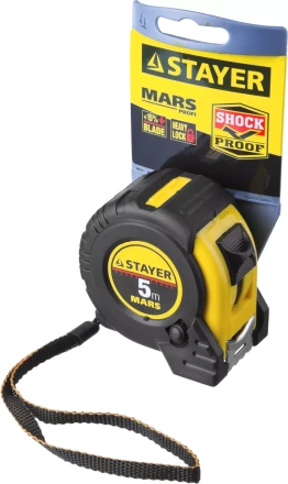 Рулетка STAYER &quot;PROFI&quot; &quot;MARS&quot;, обрезиненный корпус, утолщенное полотно, 5мх25мм 34131-05-25_z01 купить в Нягани