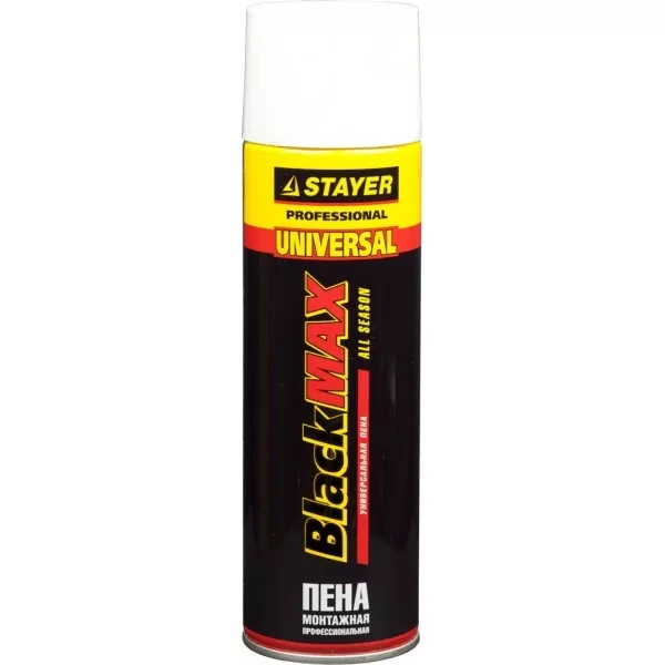 Пена "BlackMAX" монтажная, адаптерная, всесезонная, 500мл, STAYER 41130 купить в Нягани