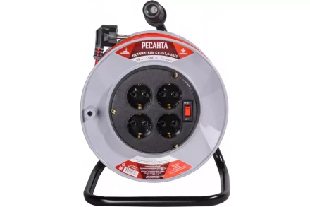 Удлинитель силовой на катушке Ресанта СУ-3х1,5-50/2 (с выкл., 4 розетки) 61/118/12 купить в Нягани