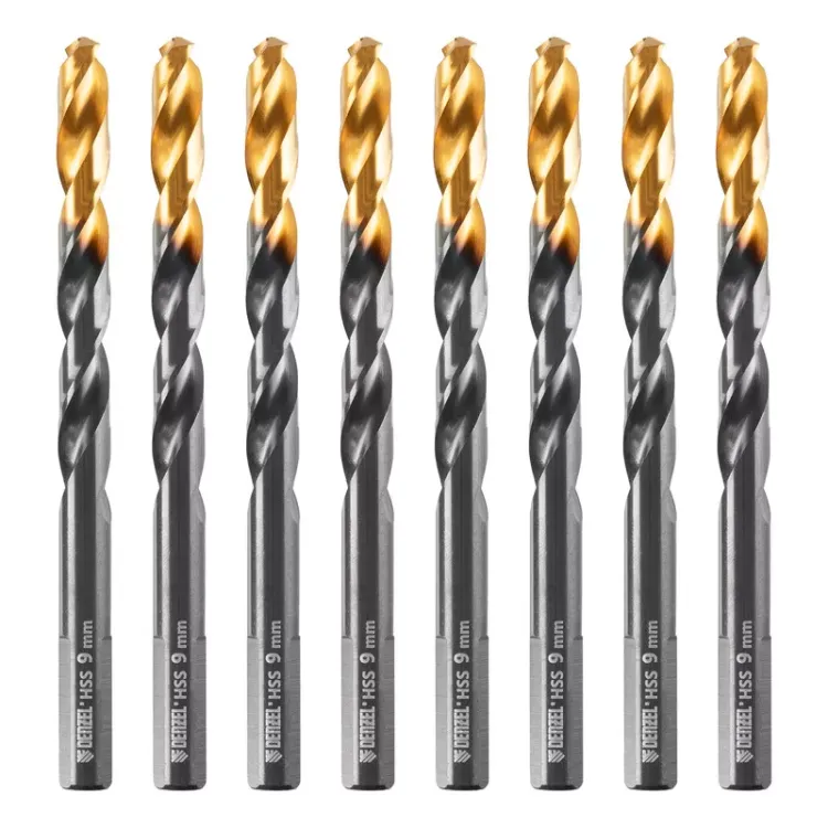 Сверло по металлу, 9 мм, HSS-Tin, Golden Tip, 8 шт. Denzel 717221 купить в Нягани