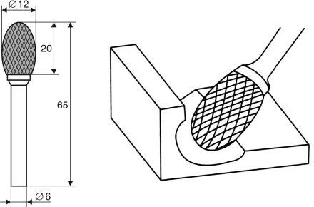 Борфреза Овальная E 6х12 Энкор 21707 купить в Нягани