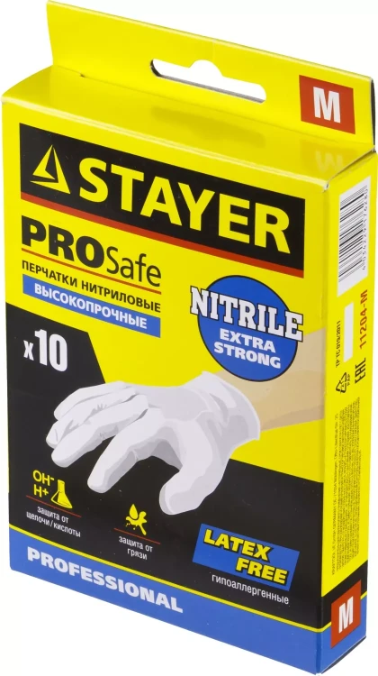 Перчатки STAYER "PROFI" нитриловые экстратонкие, M, 10шт 11204-M купить в Нягани
