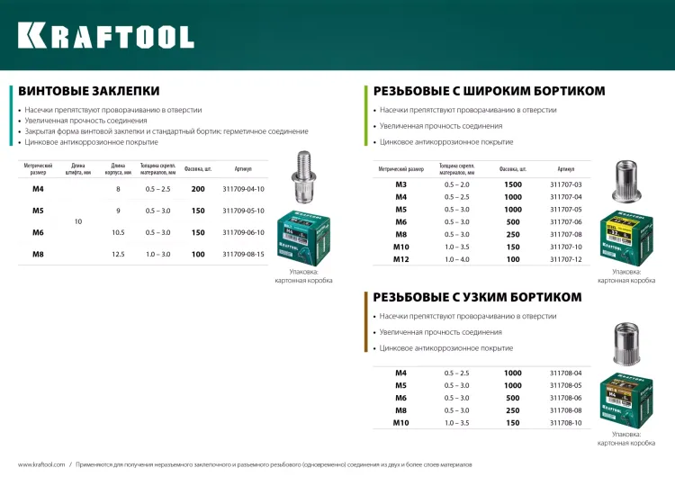 Заклепки резьбовые KRAFTOOL 311707-08 купить в Нягани