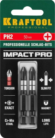 Биты для ударных шуруповертов KRAFTOOL Impact Pro PH 26191-2-50-S2 купить в Нягани