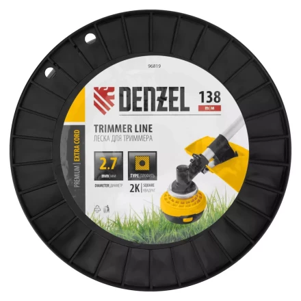 Леска для триммера двухкомпонентная квадрат, 2,7мм х 138м, на DIN катушке EXTRA CORD// Denzel 96819 купить в Нягани