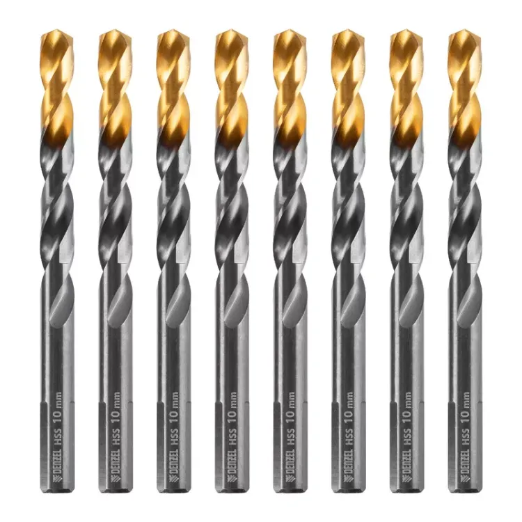 Сверло по металлу, 10 мм, HSS-Tin, Golden Tip, 8 шт. Denzel 717222 купить в Нягани