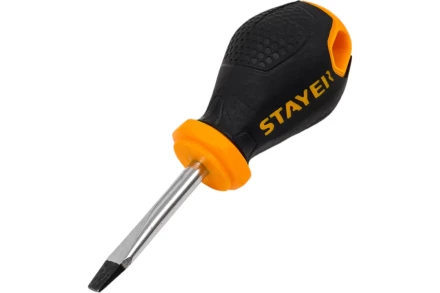 Отвертка STAYER &quot;MASTER&quot;, двухкомпонентная рукоятка, магнитный наконечник, &quot;STUBBY&quot; ( бочка ), SL4,7x38мм 2509-38-4.7_z03 купить в Нягани