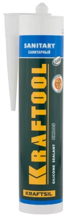 Герметик силиконовый KRAFTOOL прозрачный, санитарный, для помещений с повышенной влажностью, 300мл 41255-2 купить в Нягани