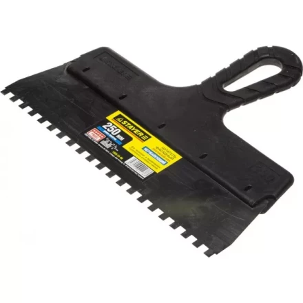 Шпатель STAYER &quot;PROFESSIONAL&quot; нержавеющий зубчатый с пластмассовой ручкой, 250мм, зуб 6х6мм 1009-25-06 купить в Нягани