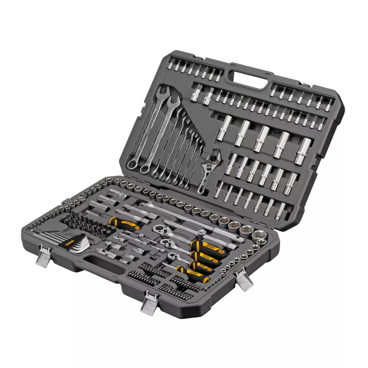 Набор инструментов Denzel 15807, 1/2", 1/4", 3/8", CrV, S2, пластиковый кейс, 216 предметов купить в Нягани