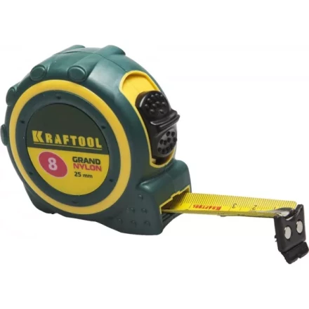 Рулетка KRAFTOOL &quot;GRAND&quot;, двухкомпонентный корпус, двусторонняя шкала, нейлоновое покрытие, 8мх25мм 3412-08_z01 купить в Нягани
