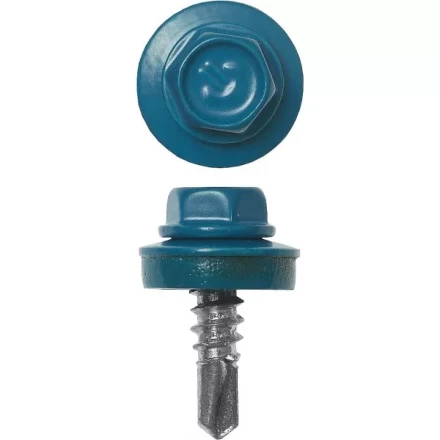 Саморезы ЗУБР окраш., RAL 5009 небесно-голуб., для крепл. кров. матер. к металл. констр., 5.5x25мм, 420шт 4-300315-55-025-5009 купить в Нягани