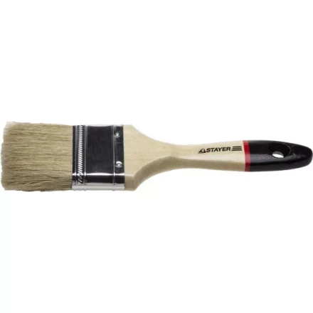 Кисть плоская STAYER &quot;UNIVERSAL-EURO&quot;, светлая натуральная щетина, деревянная ручка, 75мм 0102-075 купить в Нягани