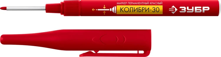 ЗУБР Колибри-30 красный, наконечник L 30 мм,  2.8 мм, перманентный маркер для отверстий (06338-3) купить в Нягани