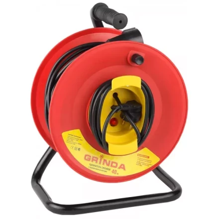 Удлинитель на катушке, 1 гнездо, евророзетка, 50м, заземление, защита от перегрузки, GRINDA 8-43665-50 купить в Нягани
