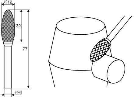 Борфреза Факеловидная H 6х12 Энкор 21714 купить в Нягани