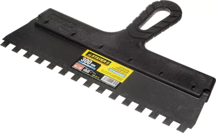 Шпатель STAYER &quot;PROFESSIONAL&quot; нержавеющий зубчатый с пластмассовой ручкой, 300мм, зуб 10х10мм 1009-30-10 купить в Нягани