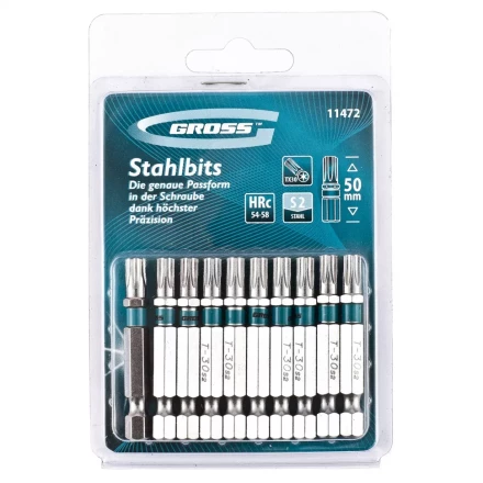 Набор бит TORX 30х50 сталь S2 10 шт GROSS 11472 купить в Нягани