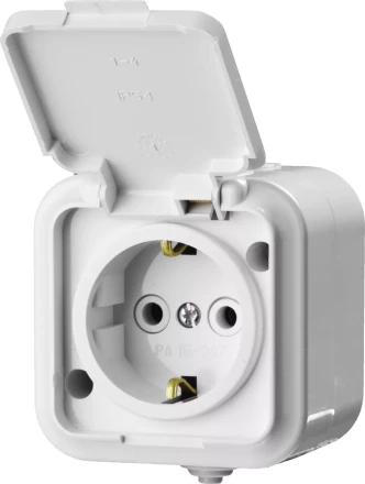 Розетка STAYER &quot;MASTER&quot; &quot;MAXIMA&quot; одноместная, с заземлением, с защитной крышкой, IP54, 16А, 220В 54306-W купить в Нягани