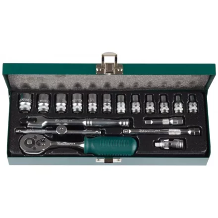 Набор торцовых головок KRAFTOOL &quot;INDUSTRIE QUALITAT&quot; (1/4&quot;) универсальный, Cr-V, металлический кейс, 18 предметов 27890-H18_z01 купить в Нягани