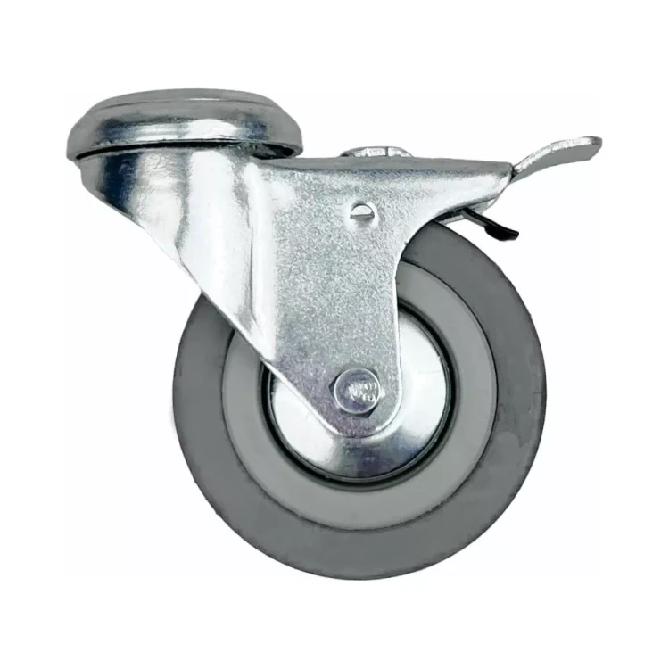 Аппаратное поворотное колесо с тормозом под болт HITCH 50*18 резина серая SChgb25 (SZ084853) купить в Нягани