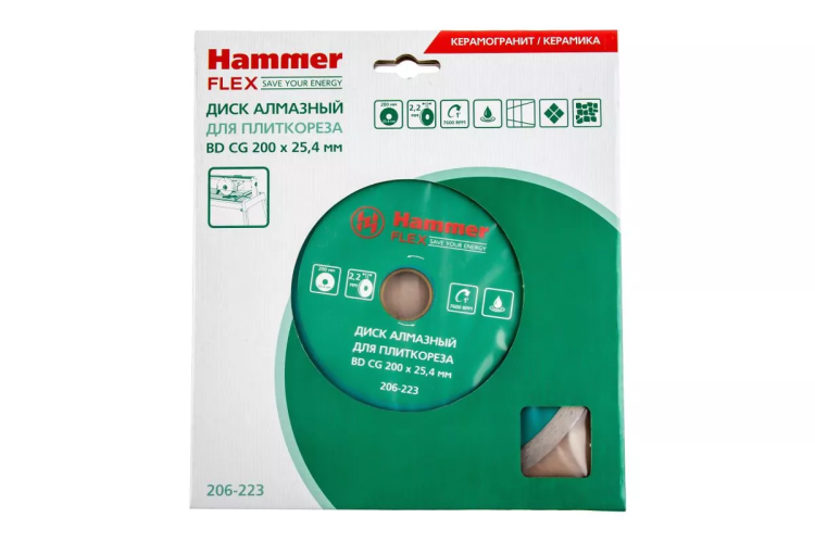 Круг алмазный HAMMER 206-223 ВD CG Ф200х25.4мм по керамограниту купить в Нягани