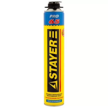Пена &quot;BlackPRO 65&quot; профессиональная, монтажная, пистолетная, всесезонная, 800мл, STAYER 41137 купить в Нягани