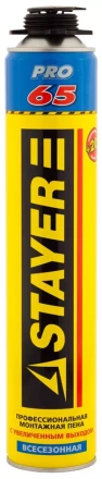 Пена &quot;BlackPRO 65&quot; профессиональная, монтажная, пистолетная, всесезонная, 800мл, STAYER 41137 купить в Нягани