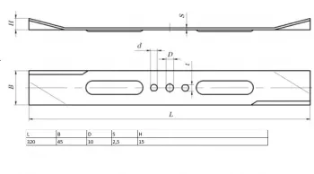 Нож для газонокосилки KRONWERK EGC-1000 320х45х2,5мм KRONWERK 96332 купить в Нягани