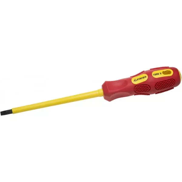 Отвертка STAYER "PROFESSIONAL" "MAX-GRIP" диэлектрическая, двухкомпонентная рукоятка, Cr-V, SL 5,5x125мм 25827-05-125 G купить в Нягани